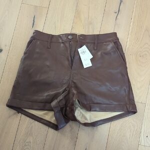 Brown Leather Women's Shorts